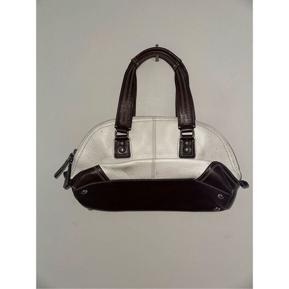Coach Hampton Pebbled Leather Satchel Bag Cream Brown - Picture 3 of 9